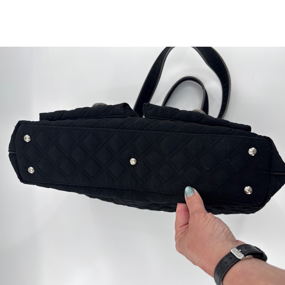 Vera Bradley Black Quilted Microfiber Tote Bag Women Large(Light wear on front) - Picture 5 of 11